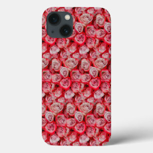 Beautiful roses in pink and red flower bouquet iPhone 13 case