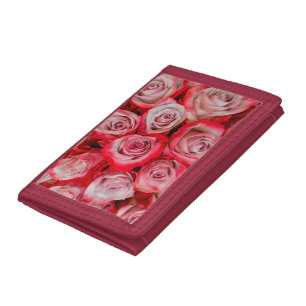 Beautiful roses in pink and red flower bouquet trifold wallet