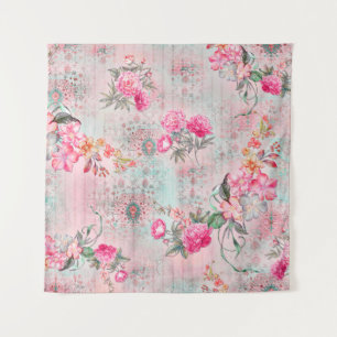 Beautiful roses on vintage paper texture illustrat tapestry