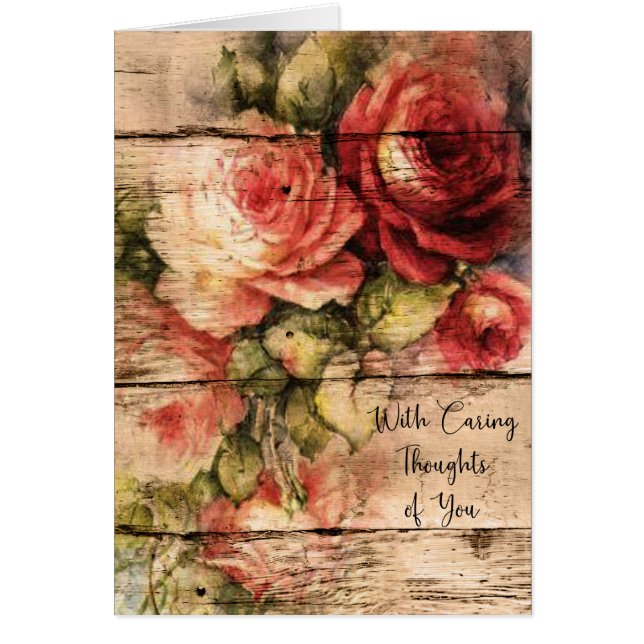 Beautiful Roses on Wood Sympathy Card (Front)