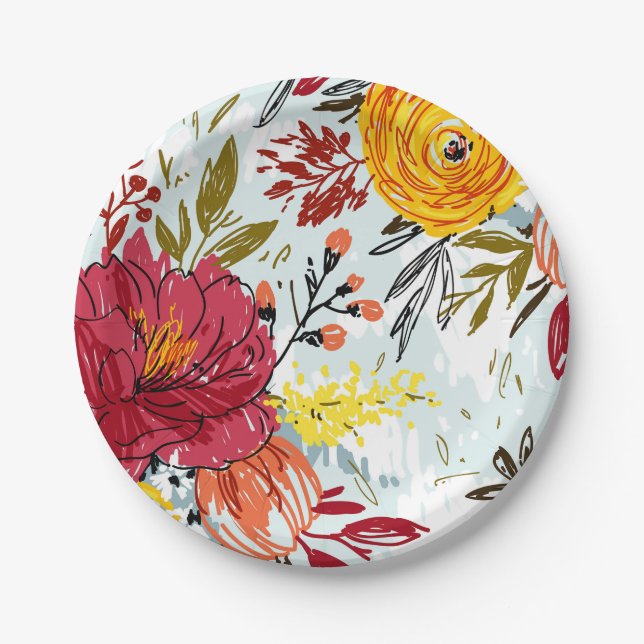 Beautiful Roses Paper Plates (Front)