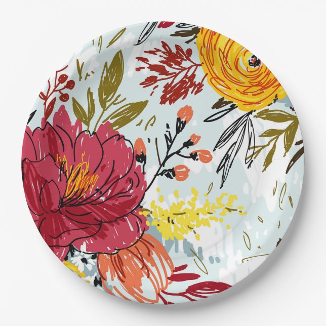 Beautiful Roses Paper Plates (Front)