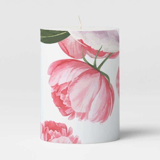 Beautiful Roses Pillar Candle (Front)