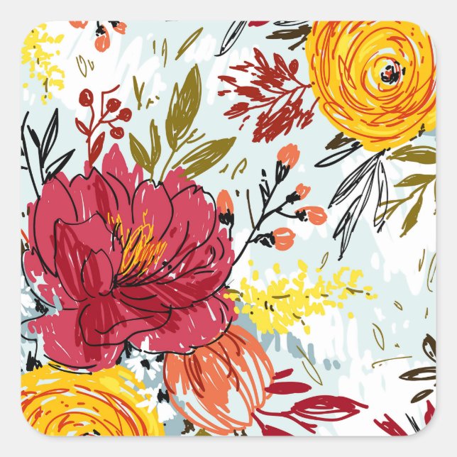 Beautiful Roses Square Sticker (Front)