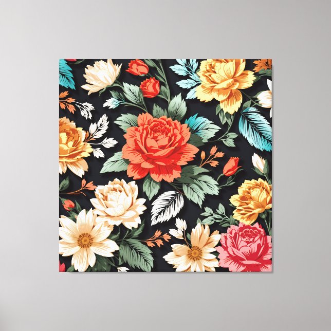 Beautiful Roses with Black Background Art Canvas Print (Front)