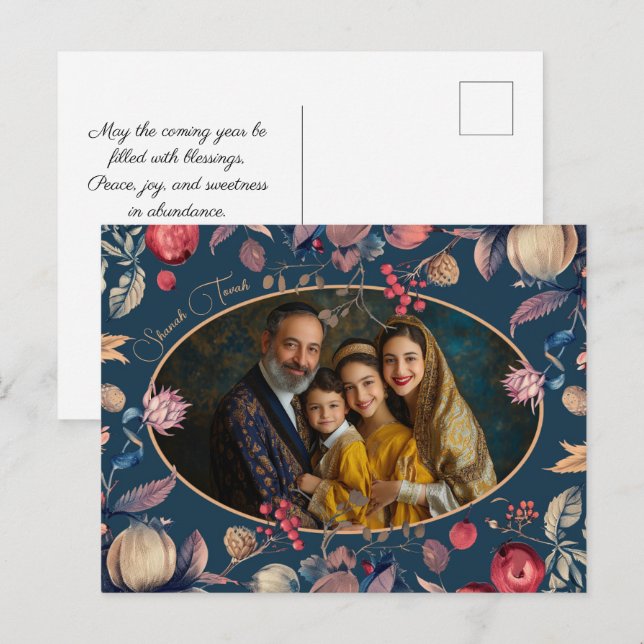 Beautiful ✡️ Rosh Hashanah with photo Postcard (Front/Back)