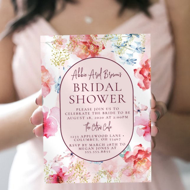 Beautiful Rosy Watercolor Bridal Shower Invitation (Creator Uploaded)