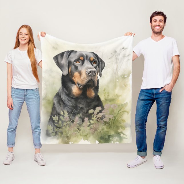 Beautiful Rottie – Loyal & Steady Fleece Blanket (In Situ)