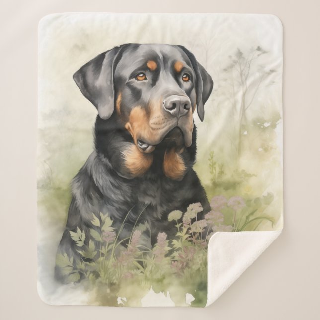 Beautiful Rottie – Loyal & Steady Sherpa Blanket (Front)