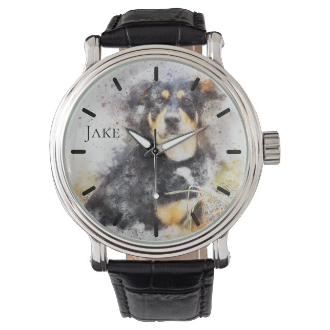 Beautiful Rottweiler Custom Personalized Watch (Front)