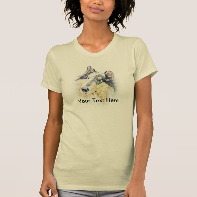 Beautiful Rough Collie dog art T-Shirt (Front)