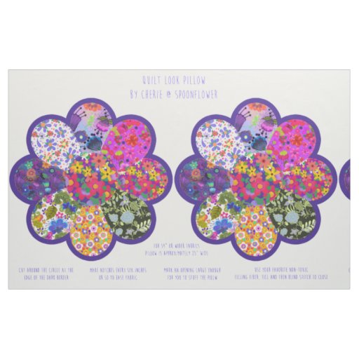 Beautiful Round Boho Flower Pillow Cut and Sew Kit Fabric