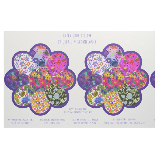 Beautiful Round Boho Flower Pillow Cut and Sew Kit Fabric (Fat Quarter)