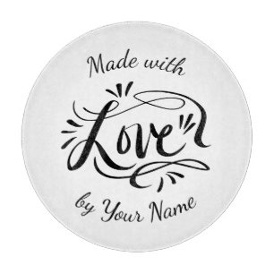 Beautiful round custom name glass cutting board
