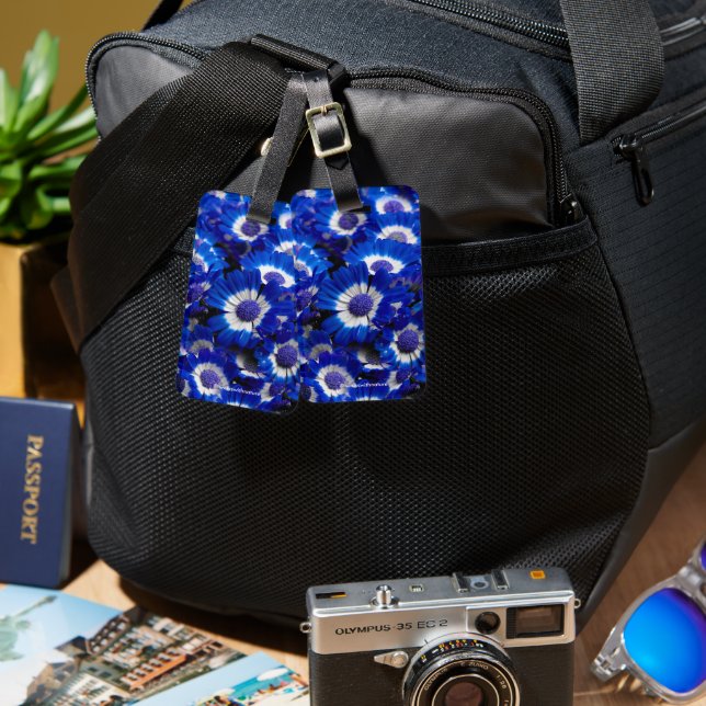 Beautiful Royal Blue Cineraria Flowers Luggage Tag (Front & Back)