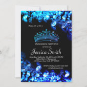 Beautiful Royal Blue Diamond Quinceañera Invite (Front)