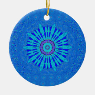 Beautiful Royal Blue Mandala Art Print Ceramic Ornament