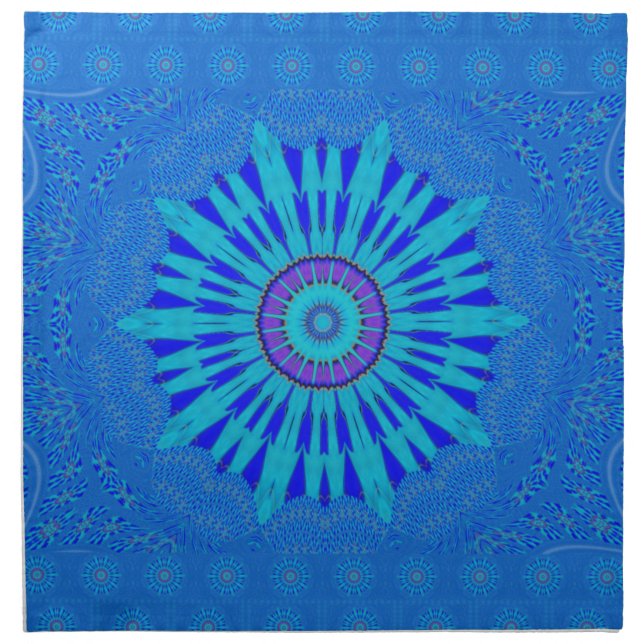Beautiful Royal Blue Mandala Art Print Cloth Napkin (Front)