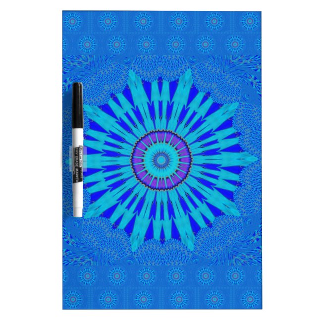 Beautiful Royal Blue Mandala Art Print Dry Erase Board (Front)