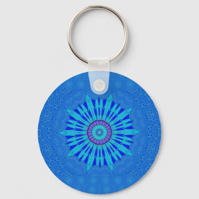 Beautiful Royal Blue Mandala Art Print Keychain (Front)