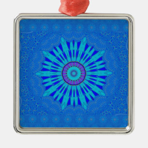 Beautiful Royal Blue Mandala Art Print Metal Ornament