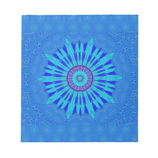 Beautiful Royal Blue Mandala Art Print Notepad (Front)