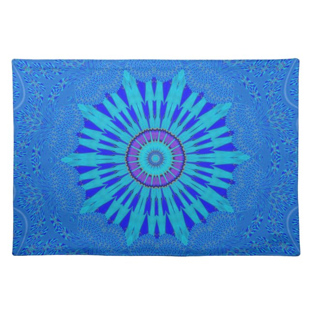 Beautiful Royal Blue Mandala Art Print Placemat (Front)