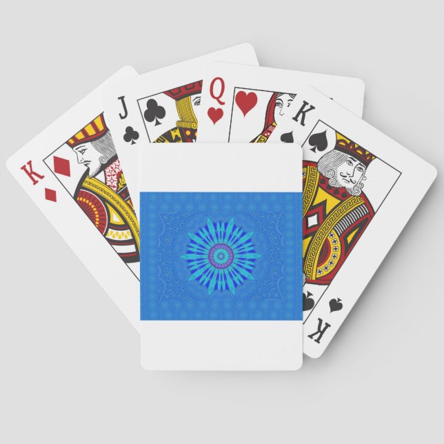 Beautiful Royal Blue Mandala Art Print Poker Cards (Back)