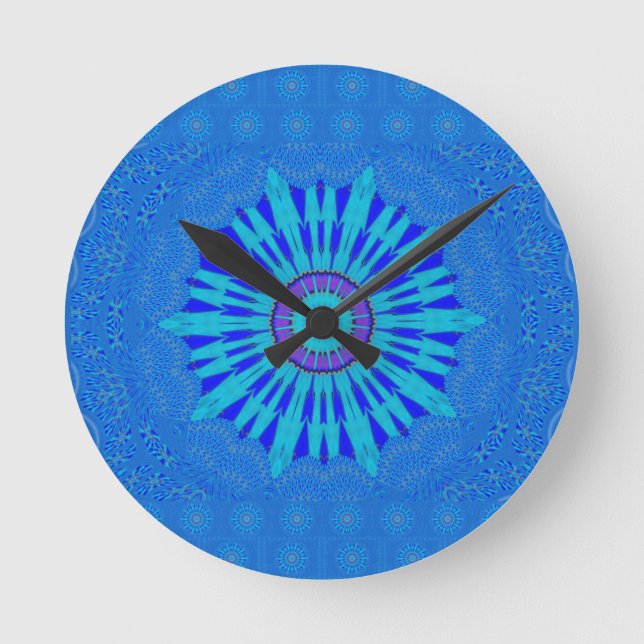 Beautiful Royal Blue Mandala Art Print Round Clock (Front)