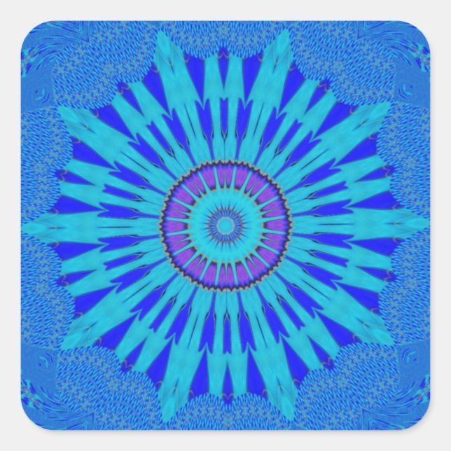Beautiful Royal Blue Mandala Art Print Square Sticker (Front)