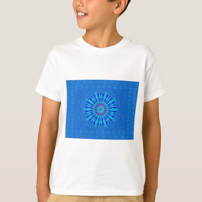 Beautiful Royal Blue Mandala Art Print T-Shirt (Front)
