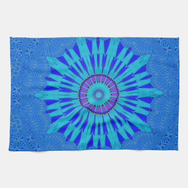 Beautiful Royal Blue Mandala Art Print Towel (Horizontal)