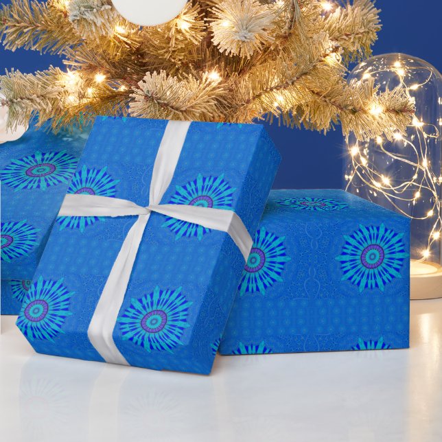 Beautiful Royal Blue Mandala Art Print Wrapping Paper (Holidays)