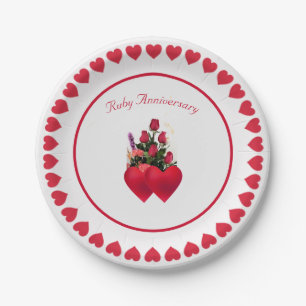 Beautiful Ruby Anniversary Paper Plates