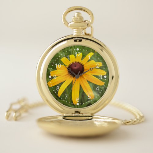 Beautiful Rudbeckia In Green Garden Photo Pocket Watch