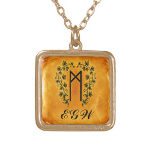 Beautiful Rune Prosperity & Riches Ancient Look Gold Plated Necklace
