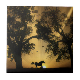 Beautiful Running Horse Art Tile