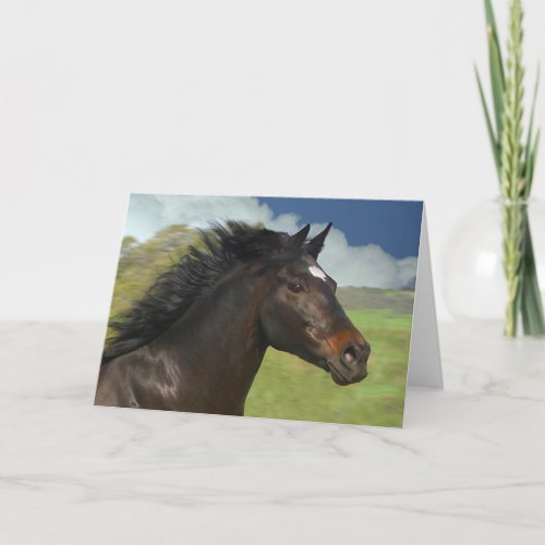 Beautiful Running Horse Blank Note Card