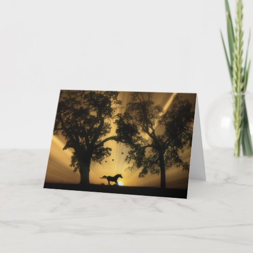 Beautiful Running Horse Happy Birthday Card