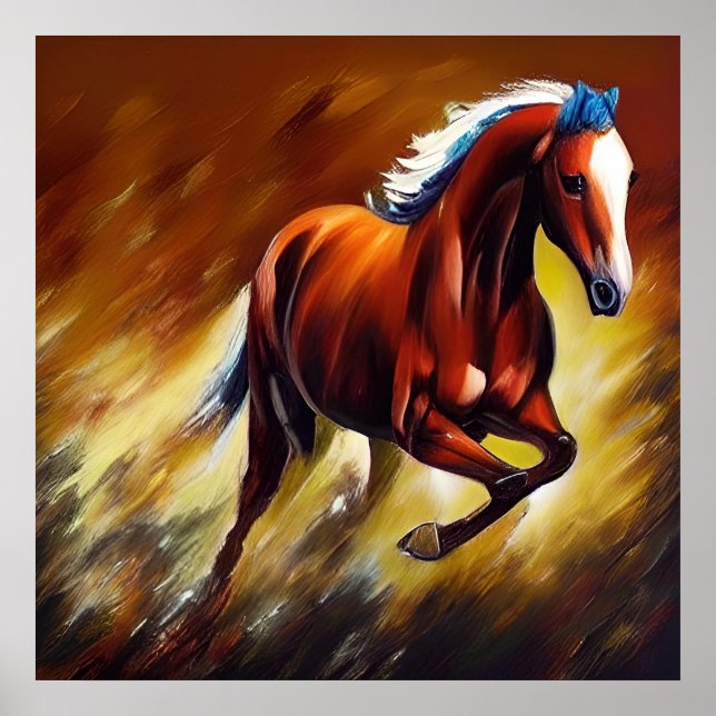 Beautiful Running Horse Painting Poster (Front)