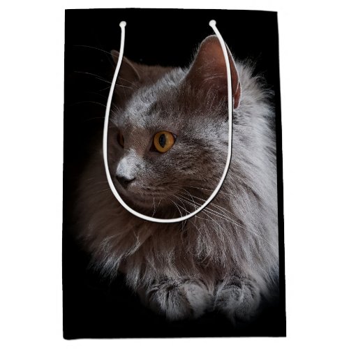 Beautiful Russian Blue Gray Cat Nebelung Medium Gift Bag