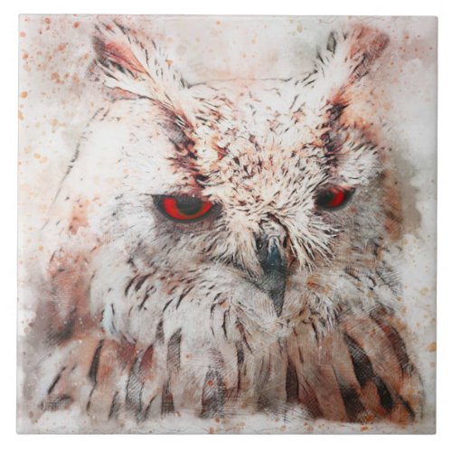 Beautiful Rust Accent Owl  Tote Bag Ceramic Tile