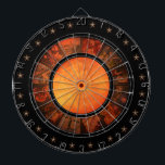 Beautiful Rust Zodiac Wheel Regulation Dart Board<br><div class="desc">Super looking horoscope dart board. Intricate sections of the Chinese Zodiac along with a starry numbers border</div>