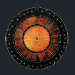 Beautiful Rust Zodiac Wheel Regulation Dart Board<br><div class="desc">Super looking horoscope dart board. Intricate sections of the Chinese Zodiac along with a starry numbers border</div>