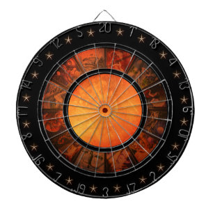 Beautiful Rust Zodiac Wheel Regulation Dart Board