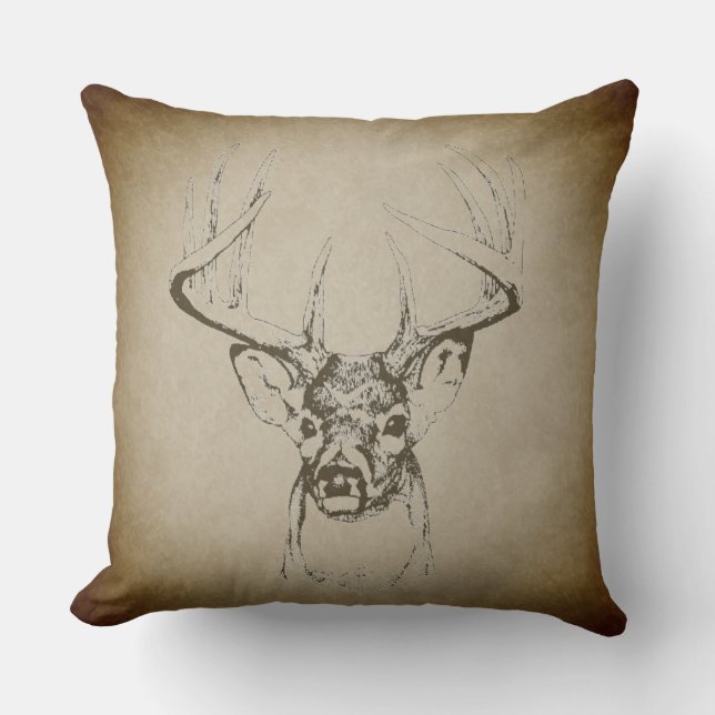 Beautiful Rustic Country Buck Throw Pillow (Front)