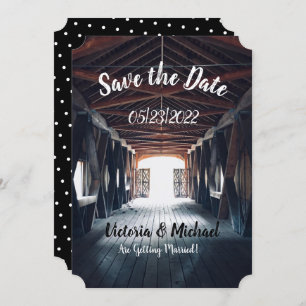 Beautiful Rustic Covered Bridge Save The Date Invitation