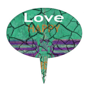Beautiful rustic cracked mud love heals text art cake topper