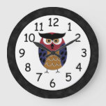 Beautiful Rustic Custom Owl Large Clock at Zazzle