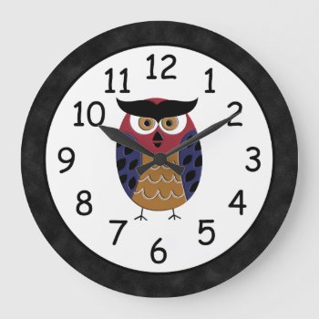 Beautiful Rustic Custom Owl Large Clock by Hoot_Hoot at Zazzle